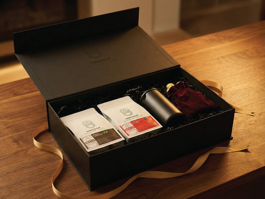 Farm to Cup coffee gift box UAE — French press, Brazil Cerrado, Papua New Guinea