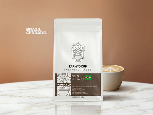 Brazil Cerrado specialty coffee bag — vanilla, white chocolate, naturally processed