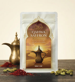 Shorouq Arabic Qahwa with saffron — premium UAE qahwa, light roast, ready to brew