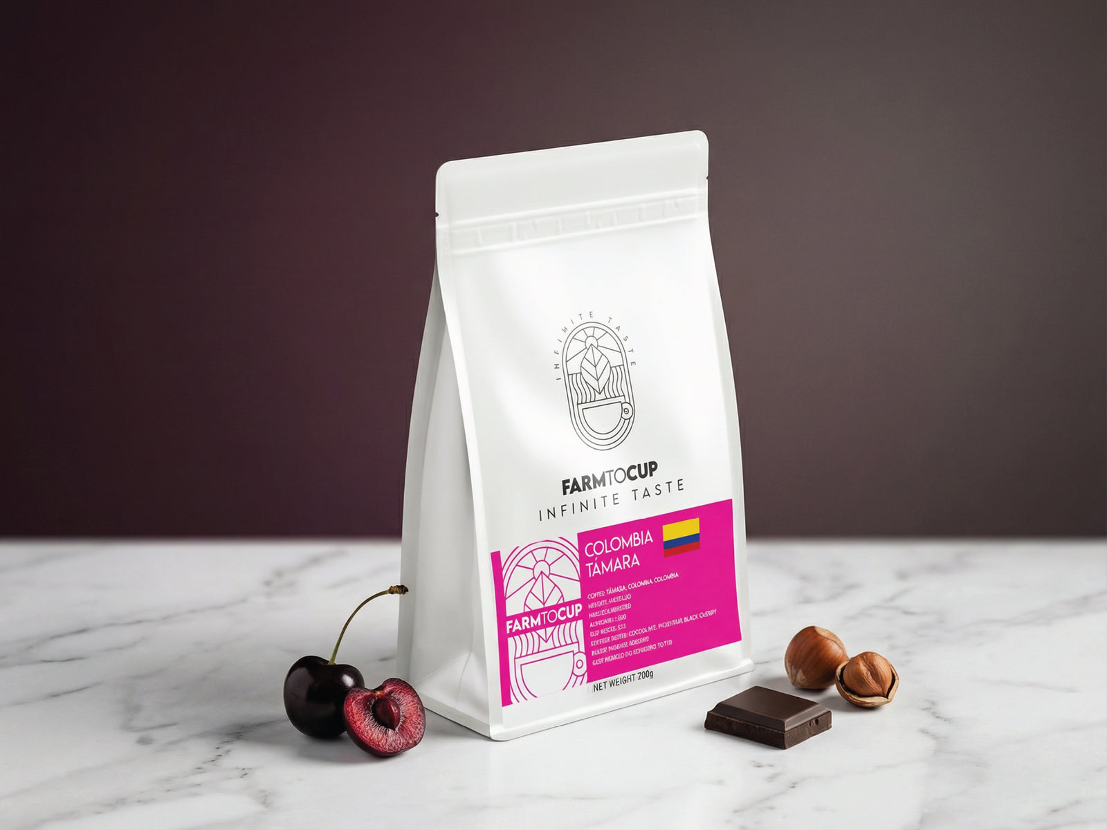 Colombia Támara coffee bag back view — washed Castillo, Casanare