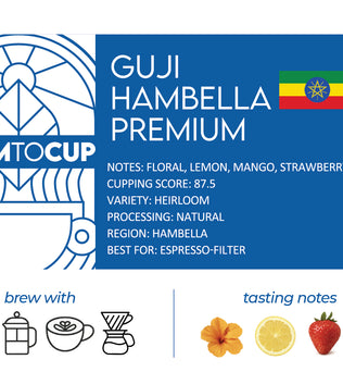 Ethiopia Guji Hambella Premium bag back view — Heirloom variety, natural process
