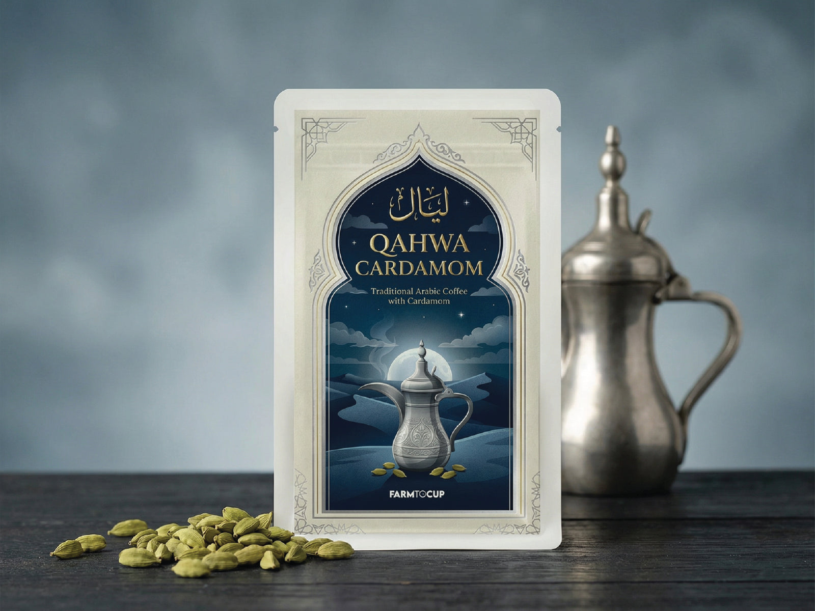 Layal Arabic Qahwa cardamom — traditional Gulf qahwa, 100% Arabica, finely ground