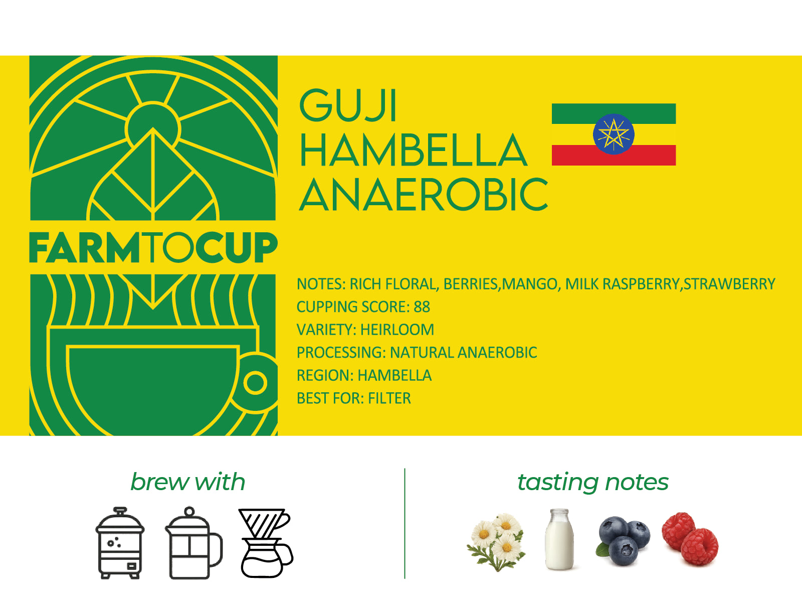 Guji Hambella Anaerobic coffee bag back view — natural anaerobic, Hambella Ethiopia