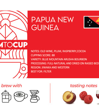 Papua New Guinea coffee bag back view — Jiwaka region, full natural