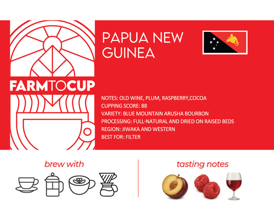 Papua New Guinea coffee bag back view — Jiwaka region, full natural