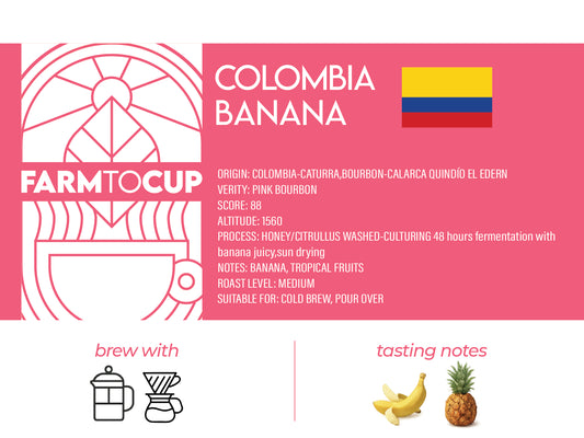 Colombia Banana co-fermented coffee bag back view — Quindío, Colombia
