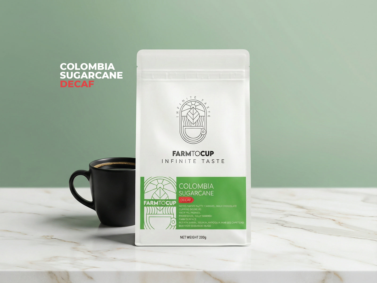 Colombia Sugarcane Decaf specialty coffee — caramel, milk chocolate, natural decaf